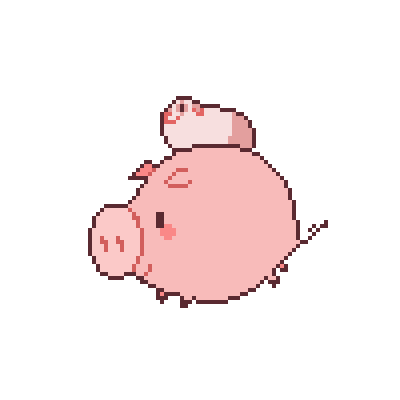 A pixelated pig with a guinea pig riding on top of them.